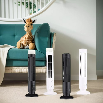 USB Desktop Tower Fan Bladeless Compact Air Cooler Personal Space 2-Speed Quiet Airflow Safe Cooling for Home Office Dorm Bedroom Work