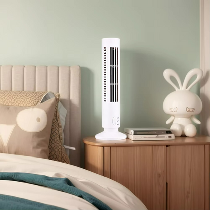 USB Desktop Tower Fan Bladeless Compact Air Cooler Personal Space 2-Speed Quiet Airflow Safe Cooling for Home Office Dorm Bedroom Work