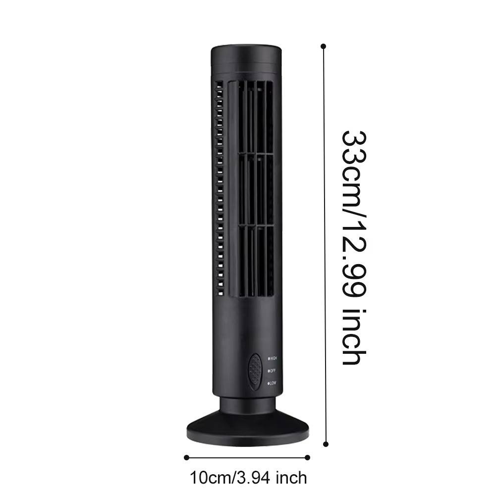 USB Desktop Tower Fan Bladeless Compact Air Cooler Personal Space 2-Speed Quiet Airflow Safe Cooling for Home Office Dorm Bedroom Work