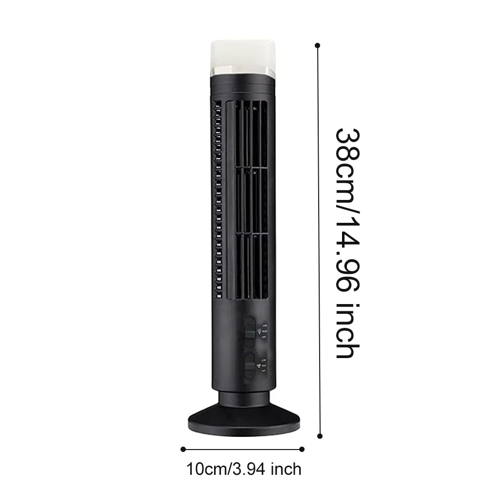 USB Desktop Tower Fan Bladeless Compact Air Cooler Personal Space 2-Speed Quiet Airflow Safe Cooling for Home Office Dorm Bedroom Work