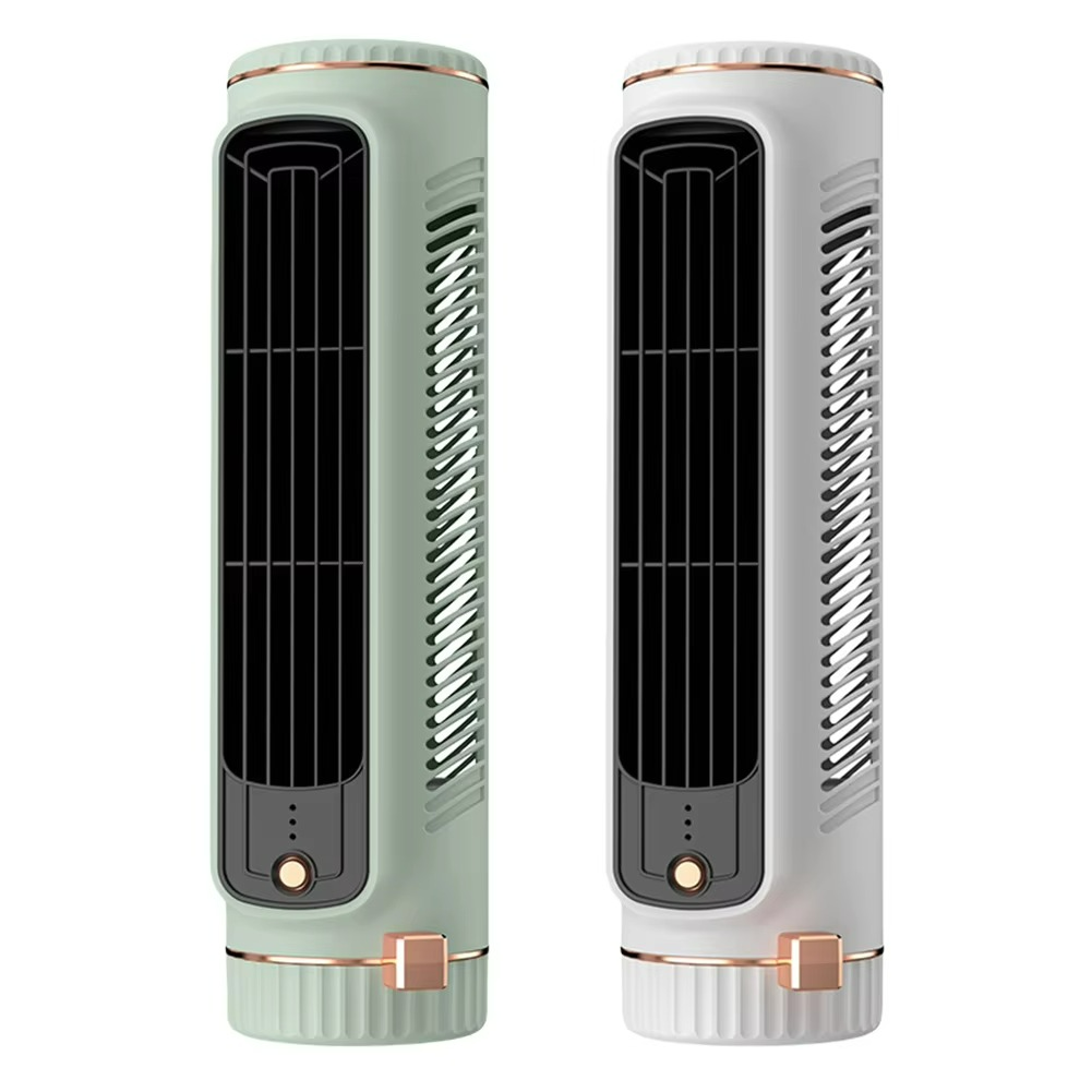 Bladeless Tower Fan 13-Inch Quiet Cooling Air Circulator 5W Energy-Efficient Desktop Office Bedroom White Green