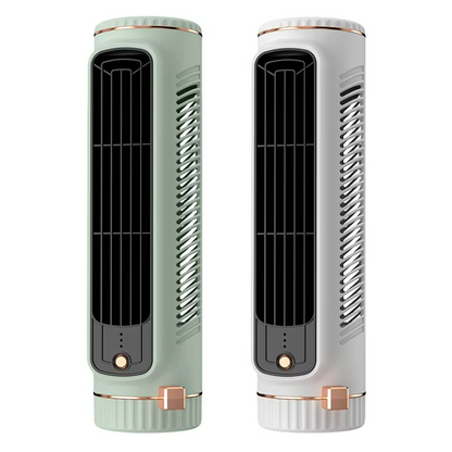 Bladeless Tower Fan 13-Inch Quiet Cooling Air Circulator 5W Energy-Efficient Desktop Office Bedroom White Green