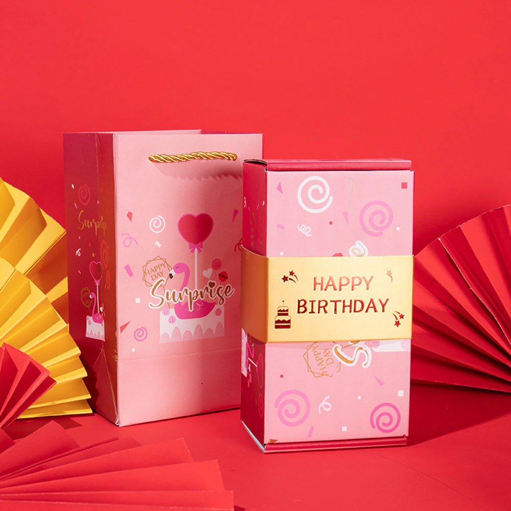 Pop-Up Gift Box with Surprise Reveal Mechanism for Birthdays, Weddings & Christmas – Decorative Keepsake Packaging