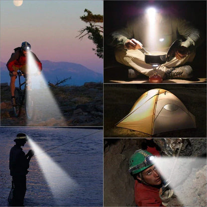 Hands-Free Forehead Flashlight with Adjustable Beam – Rechargeable 2000-Lumen LED Headlamp for Camping Hiking Running Night Work