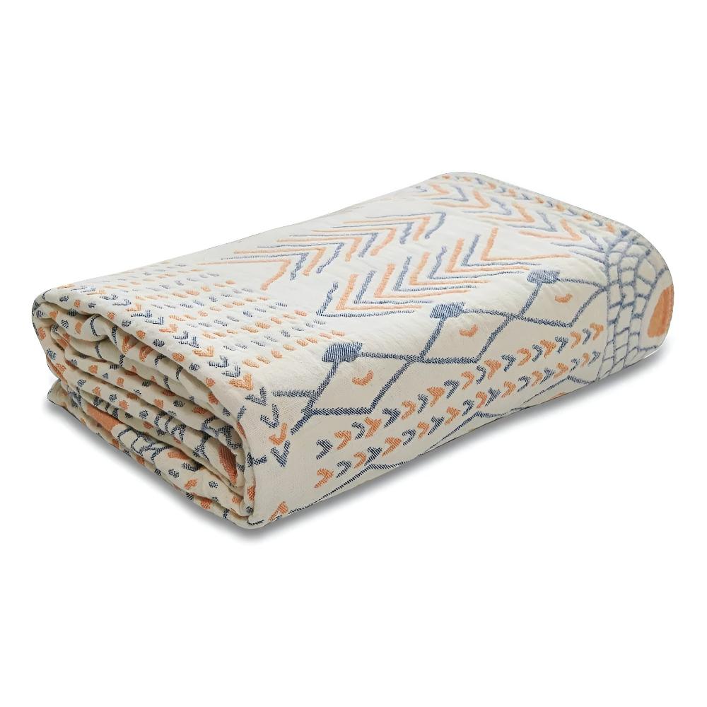 Dual-Sided All-Cotton Throw Blanket for Couch, Bed & Decor | Soft Reversible Woven Textile | Machine Washable Accent Cover