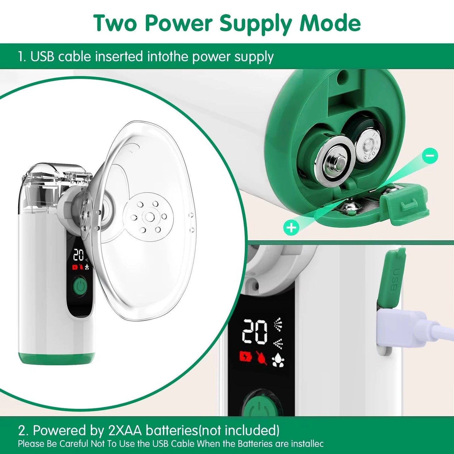 Inhalateur de brume compact rechargeable par USB avec écran numérique