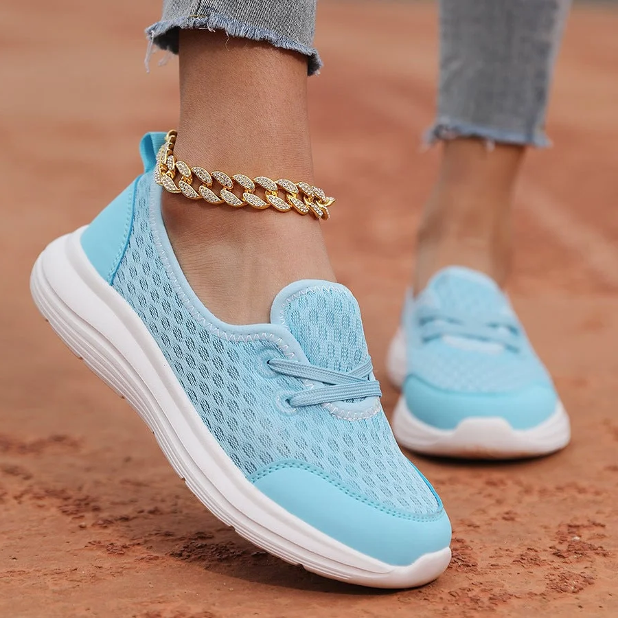 Breathable Mesh Walking Shoes with Arch Support for Women – Lightweight Wedge Design for All-Day Comfort