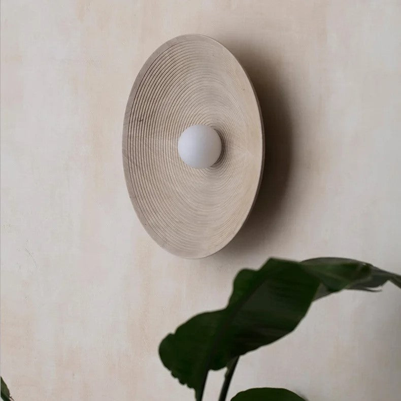 Round Glass Resin Wall Sconce White LED Fixture Bedroom Hallway Living Room Soft Glow Minimalist Mount Ambient Light for Home
