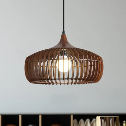 Suspension ronde en lattes de bois naturel, style Japandi, 17 pouces, luminaire d'ambiance pour table, îlot, salle à manger, cuisine ou salon