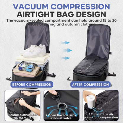 Sac à dos de voyage polyvalent | Compartiment pour ordinateur portable 15,6 pouces avec compression sous vide | Conception organisée pour des déplacements sans tracas