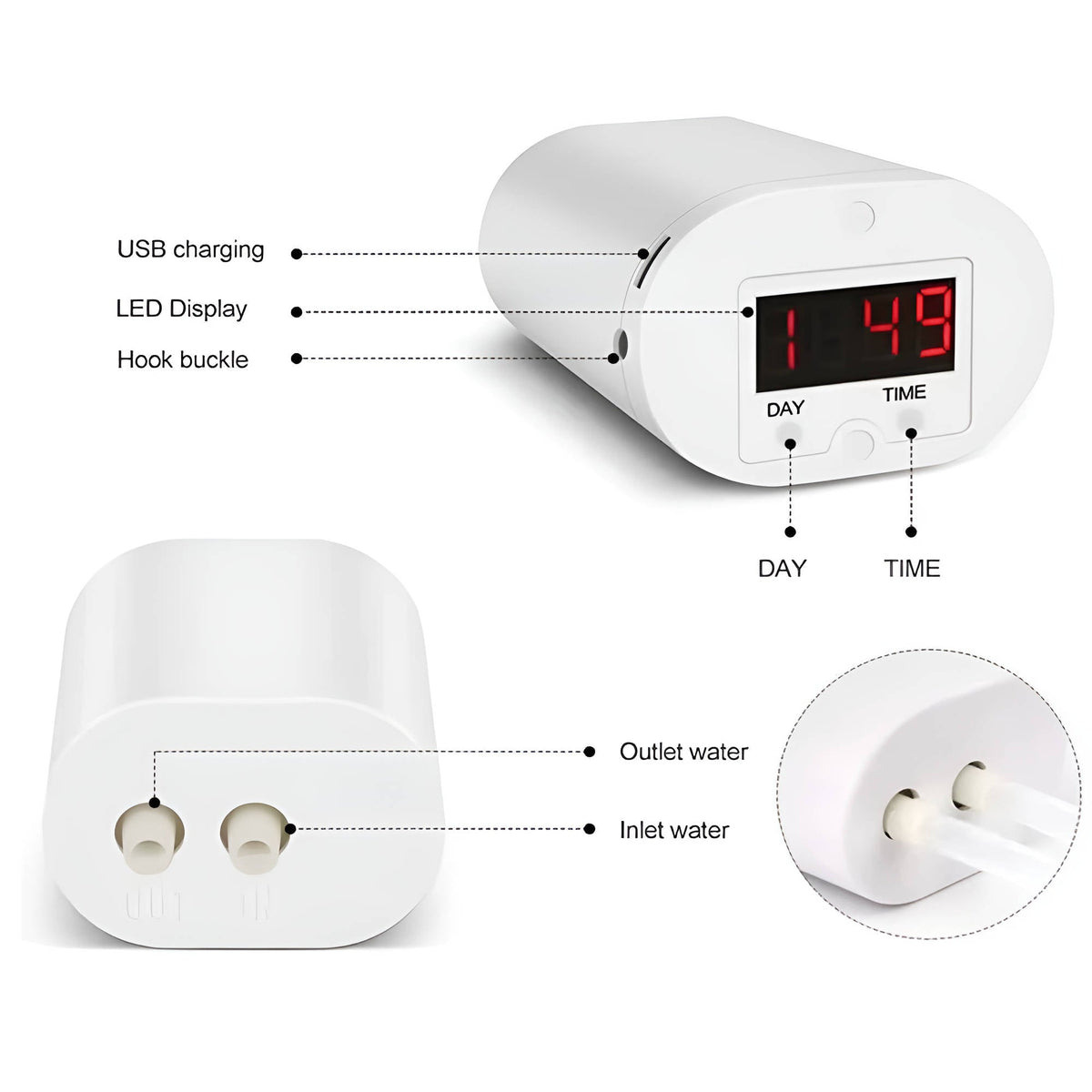 Rechargeable Plant Irrigation Timer with LCD Display for Indoor Gardens, Patios & Balconies – Multi-Pot Drip System with Programmable