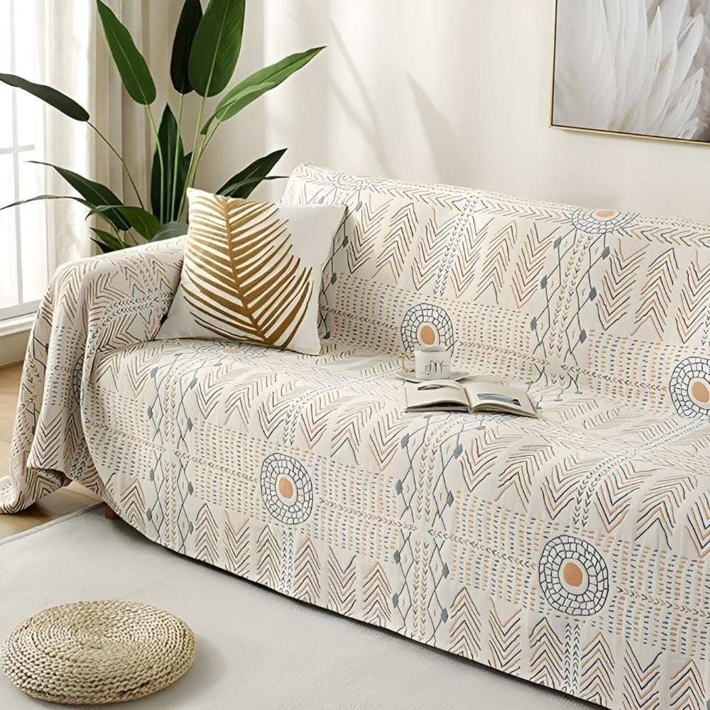 Dual-Sided All-Cotton Throw Blanket for Couch, Bed & Decor | Soft Reversible Woven Textile | Machine Washable Accent Cover