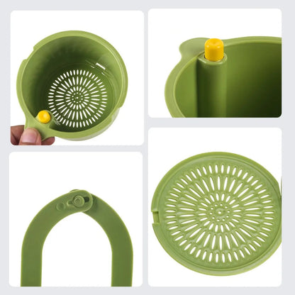 Over-Sink Colander Basket with Dual-Layer Filter for Produce Rinsing and Food Scrap Collection 8×6×5 Inches BPA-Free Kitchen Organizer