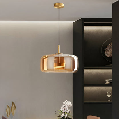 Triple Glass Dome Ceiling Light 15 in Adjustable Height for Kitchen Island Dining Room Modern Hanging Fixture Gray Smoked Finish