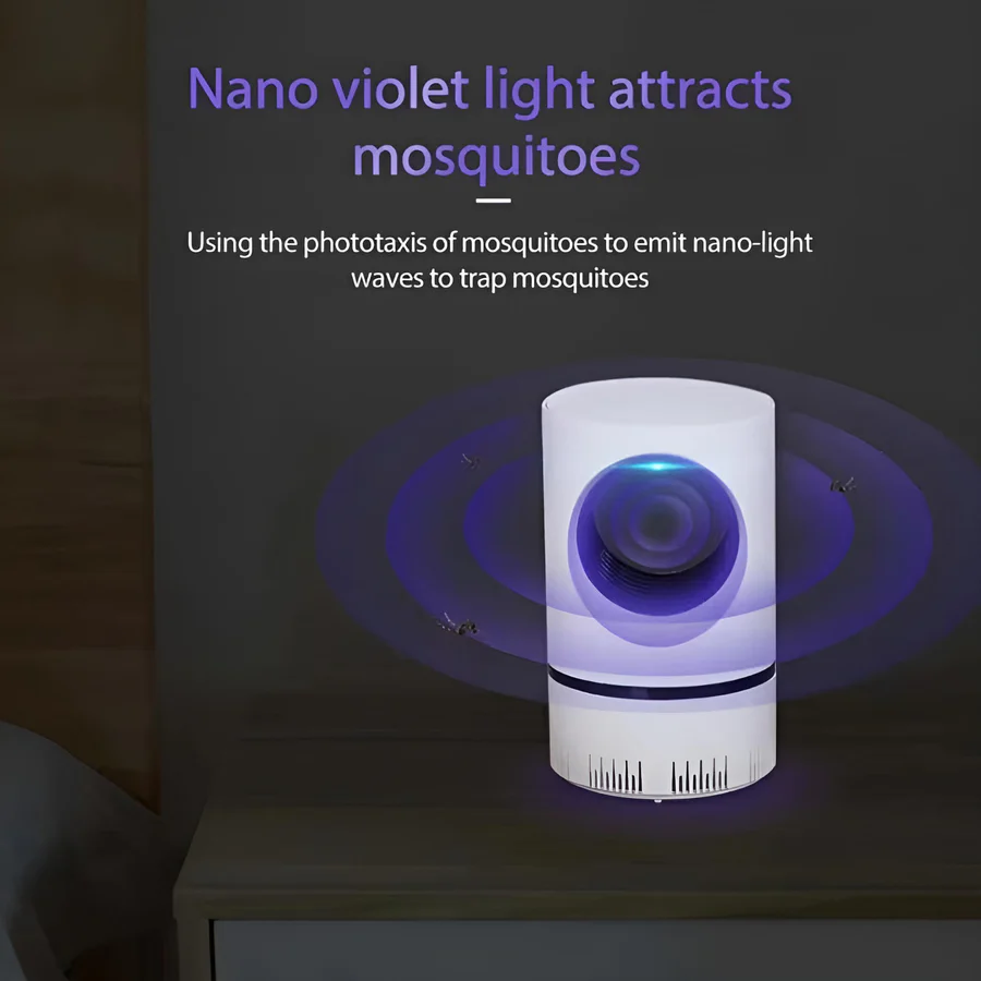 USB Mosquito Trap with UV Light – Quiet Bug Zapper for Home Bedroom Patio – Safe Flying Insect Catcher for Indoor Outdoor Use
