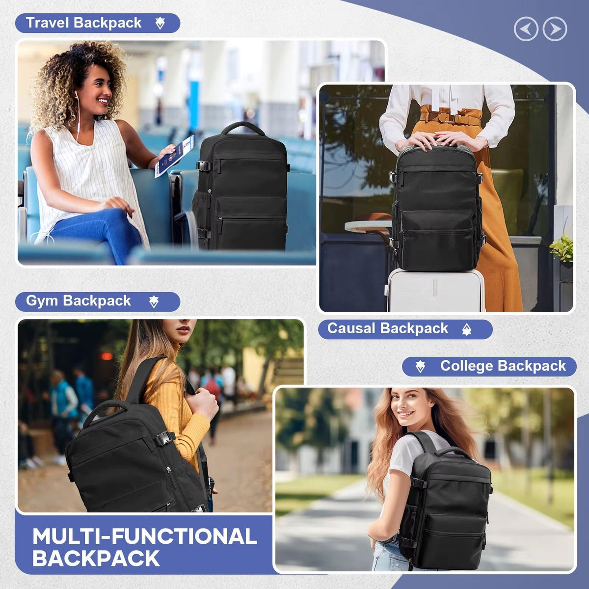 Sac à dos de voyage polyvalent | Compartiment pour ordinateur portable 15,6 pouces avec compression sous vide | Conception organisée pour des déplacements sans tracas