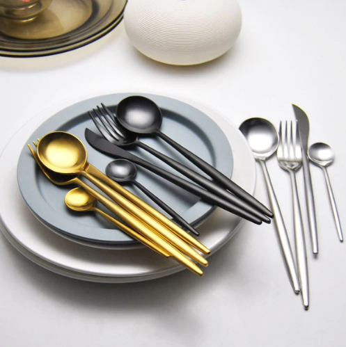 Stainless Steel Flatware Set 24-Piece Service for 6 with Colorful Handles for Everyday Dining Modern Table Utensils