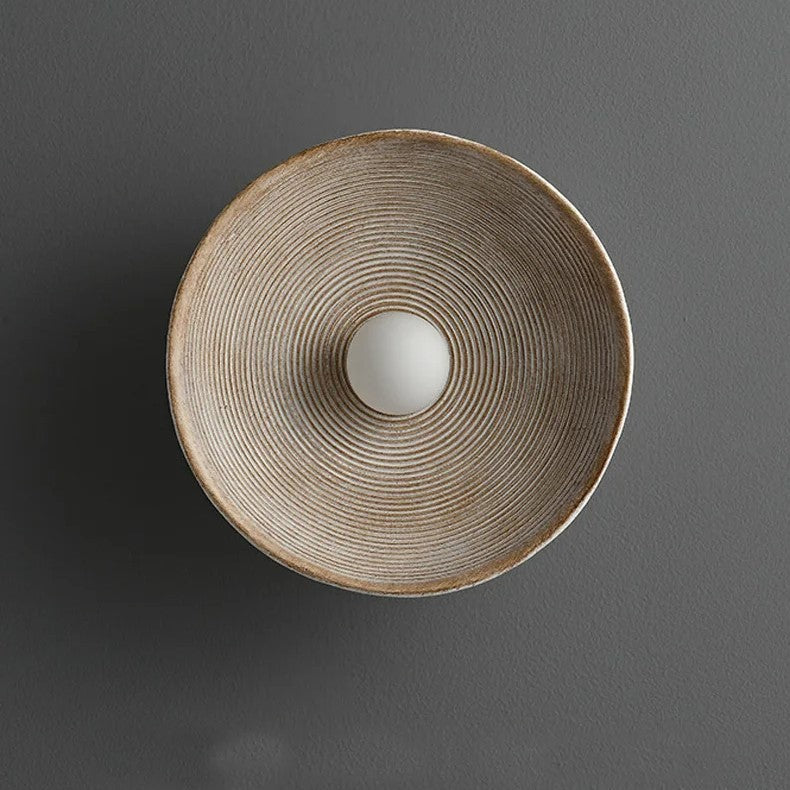 Round Glass Resin Wall Sconce White LED Fixture Bedroom Hallway Living Room Soft Glow Minimalist Mount Ambient Light for Home