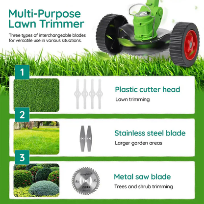 Electric Weed Eater, Electric Weed Wacker, Battery Powered Grass Cutter, Lightweight Battery Weed Trimmer with Blades