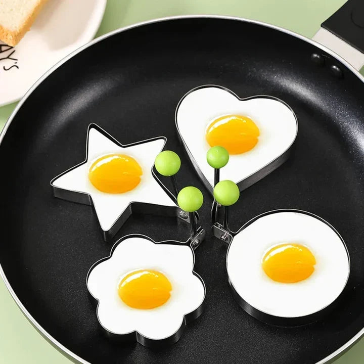 Silicone Breakfast Shaping Rings 10-Piece Set for Eggs Pancakes Omelets Kids Morning Meals Nonstick Easy-Release Kitchen Tools