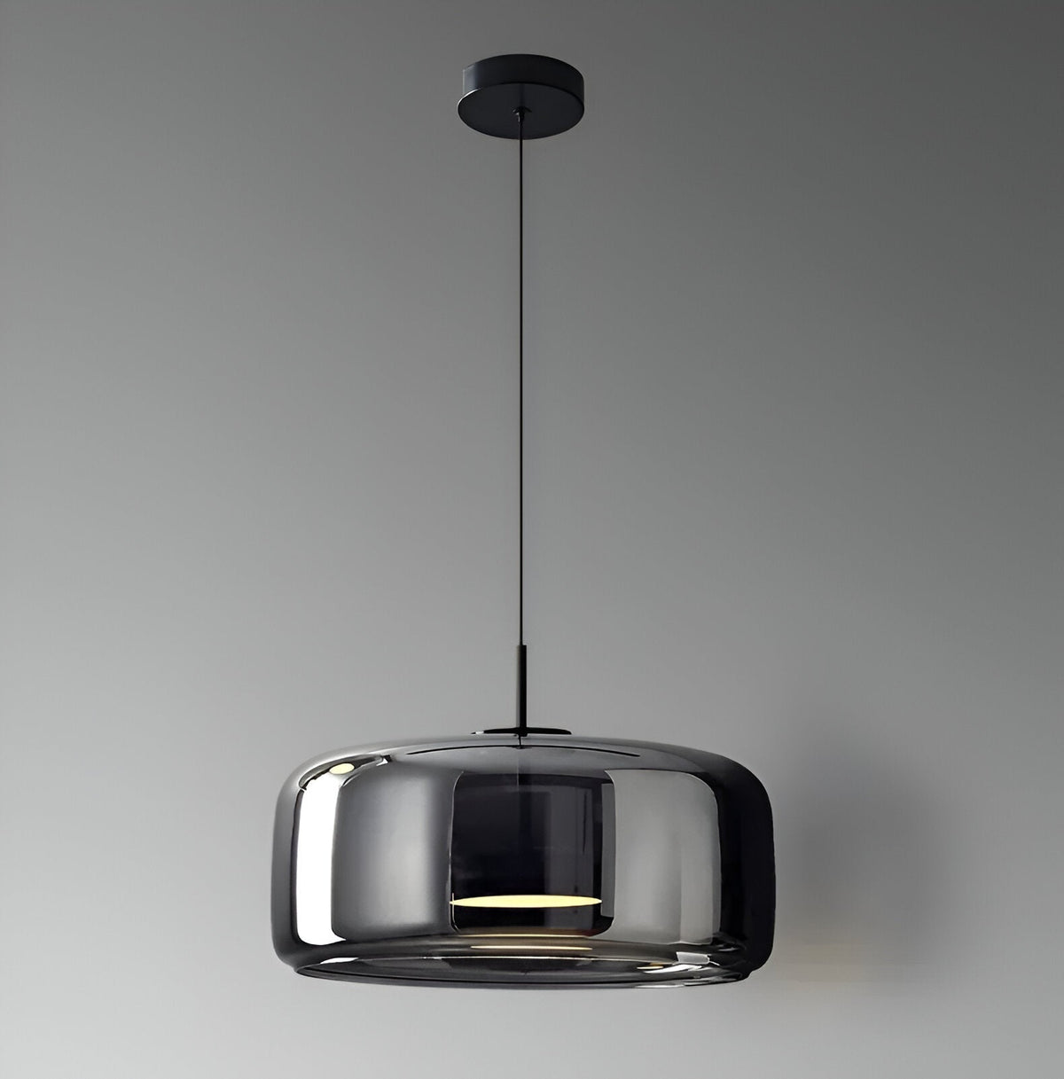 Triple Glass Dome Ceiling Light 15 in Adjustable Height for Kitchen Island Dining Room Modern Hanging Fixture Gray Smoked Finish