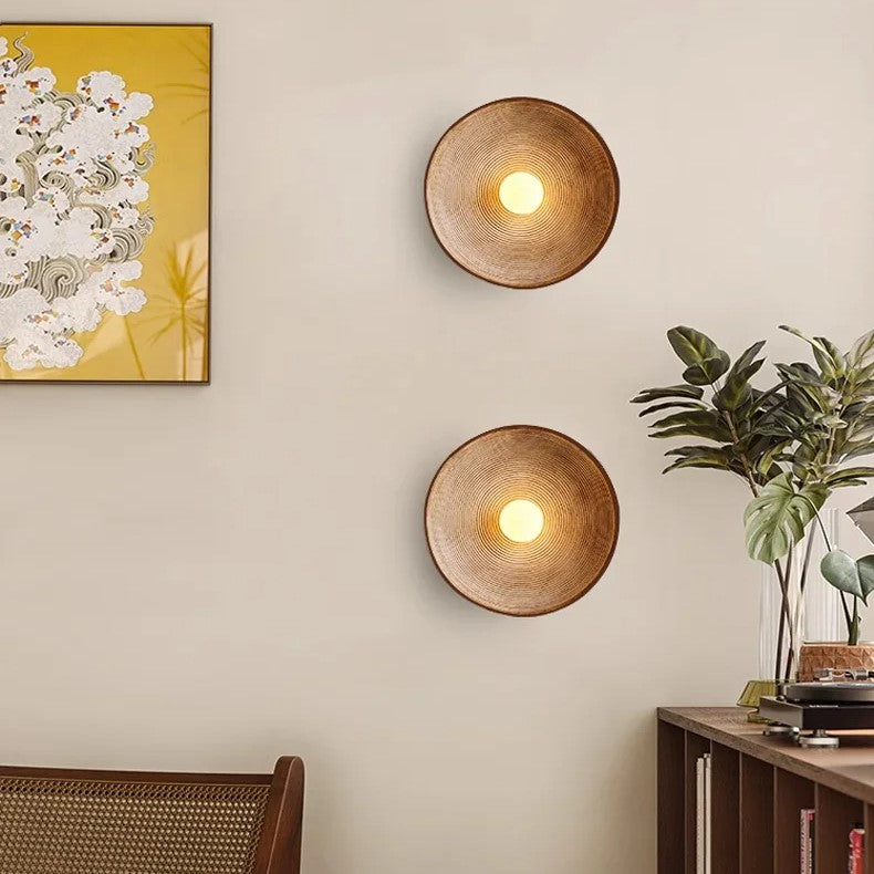 Round Glass Resin Wall Sconce White LED Fixture Bedroom Hallway Living Room Soft Glow Minimalist Mount Ambient Light for Home