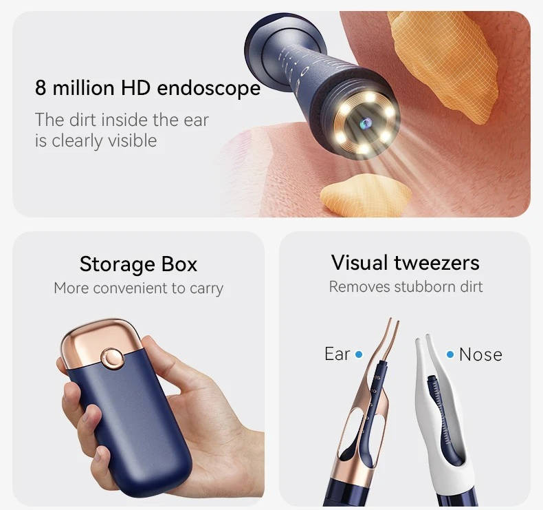 Otoscope sans fil avec vidéo HD et étui de transport