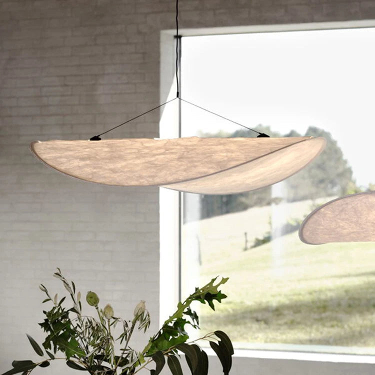 Woven Silk Shade Hanging Lamp White 16-31 in Adjustable Cord Warm Ambient Glow for Dining Room Bedroom Living Room Modern Minimalist Ceiling