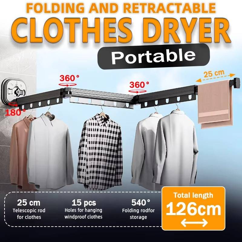 Innovative Wall-Mounted Laundry Drying Rack with 540° Folding Design | Space-Saving Solution for Efficient Drying