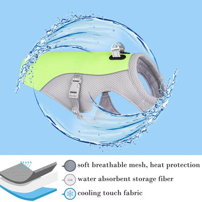 Water-Activated Dog Cooling Vest with Reflective Strips – Triple-Layer Heat Relief Harness for Summer Walks, S to 3XL