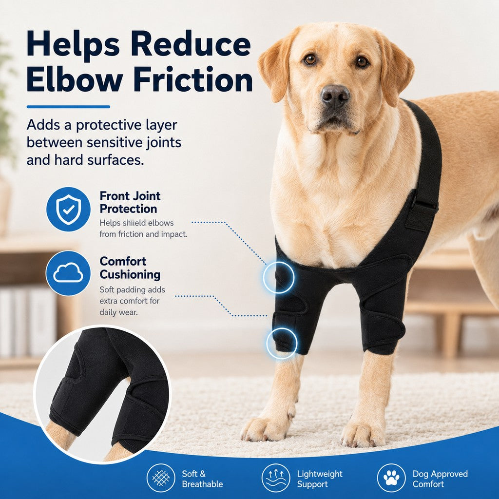 Ortekor Dual Front Leg Dog Support Brace for Walking & Rest - Adjustable Elbow Protection for Friction & Joint Support