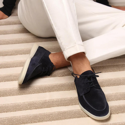 Men's Suede Casual Sneakers - Soft Leather Lace-Up Shoes for Everyday Wear, Walking & Weekend Outings