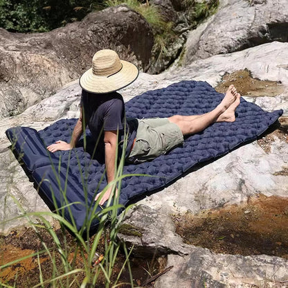 Self-Inflating Double Camping Pad with Built-In Foot Pump – 79×55 Inches – Waterproof Insulated Sleep Mat for Couples, Backpacking, Tent