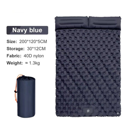 Self-Inflating Double Sleep Pad with Integrated Foot Pump for Two – Insulated Waterproof TPU Camping Mat for Backpacking, Tent Camping &