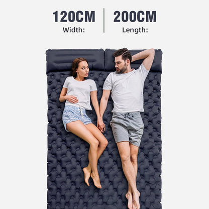 Self-Inflating Double Camping Pad with Built-In Foot Pump – 79×55 Inches – Waterproof Insulated Sleep Mat for Couples, Backpacking, Tent