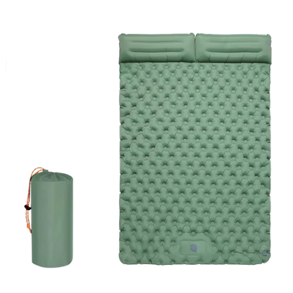 Self-Inflating Double Camping Pad with Built-In Foot Pump – 79×55 Inches – Waterproof Insulated Sleep Mat for Couples, Backpacking, Tent