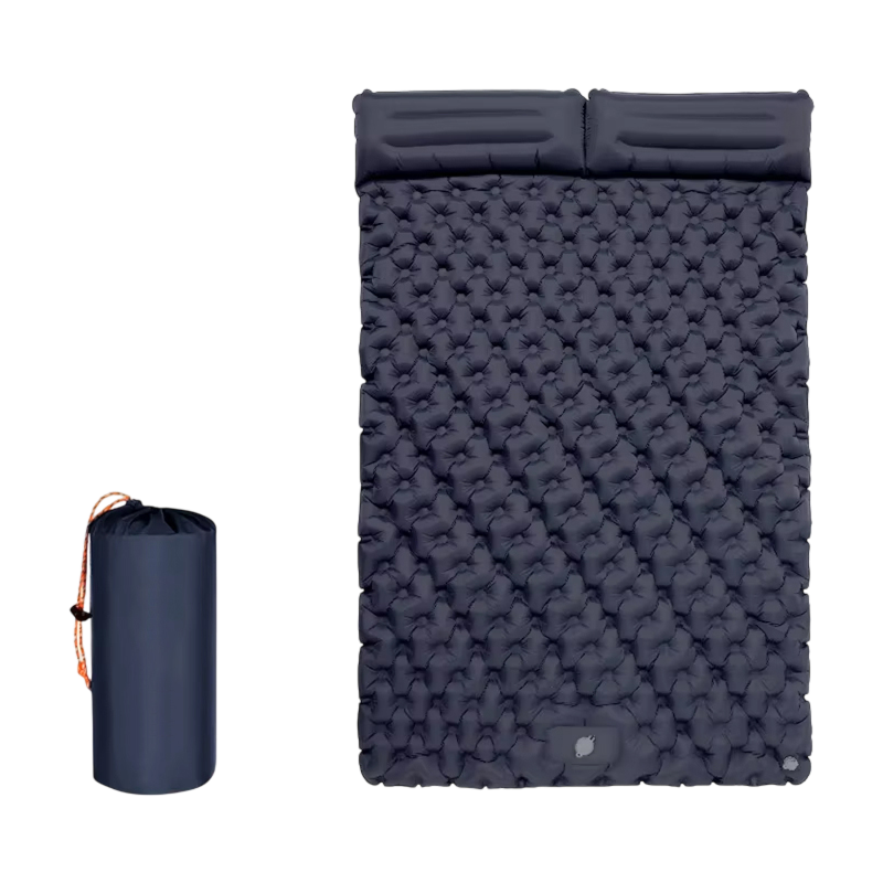 Self-Inflating Double Camping Pad with Built-In Foot Pump – 79×55 Inches – Waterproof Insulated Sleep Mat for Couples, Backpacking, Tent