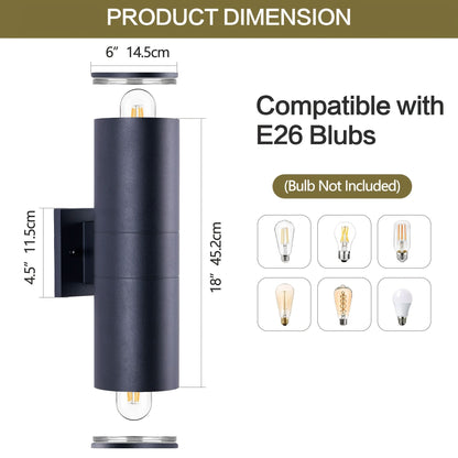 Cylora - Black Cylindrical Outdoor Wall Light