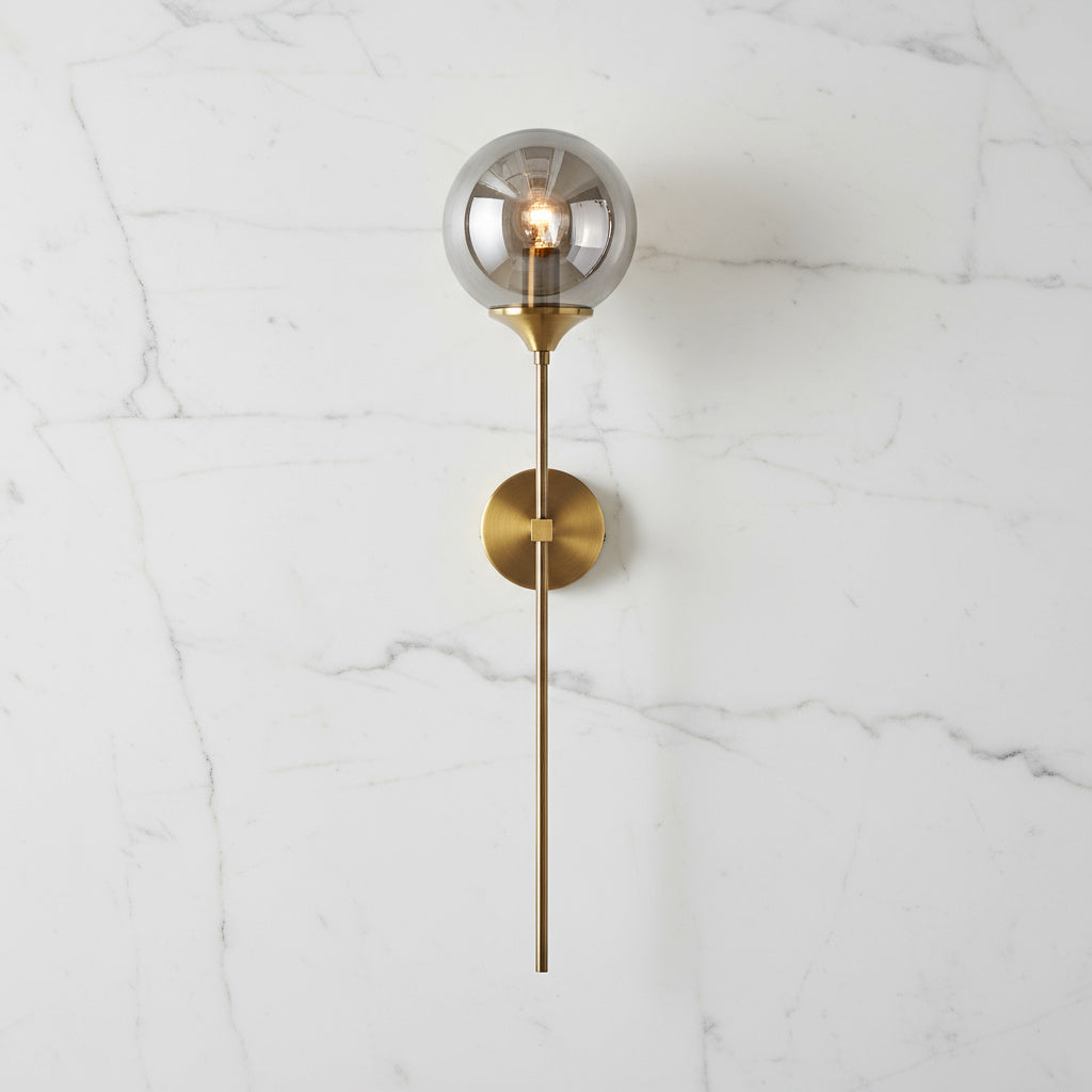 Glass Wall Light Fixture with Gold Metal Base – Ambient Lighting for Bedroom, Living Room & Hallway – 4 Shade Colors