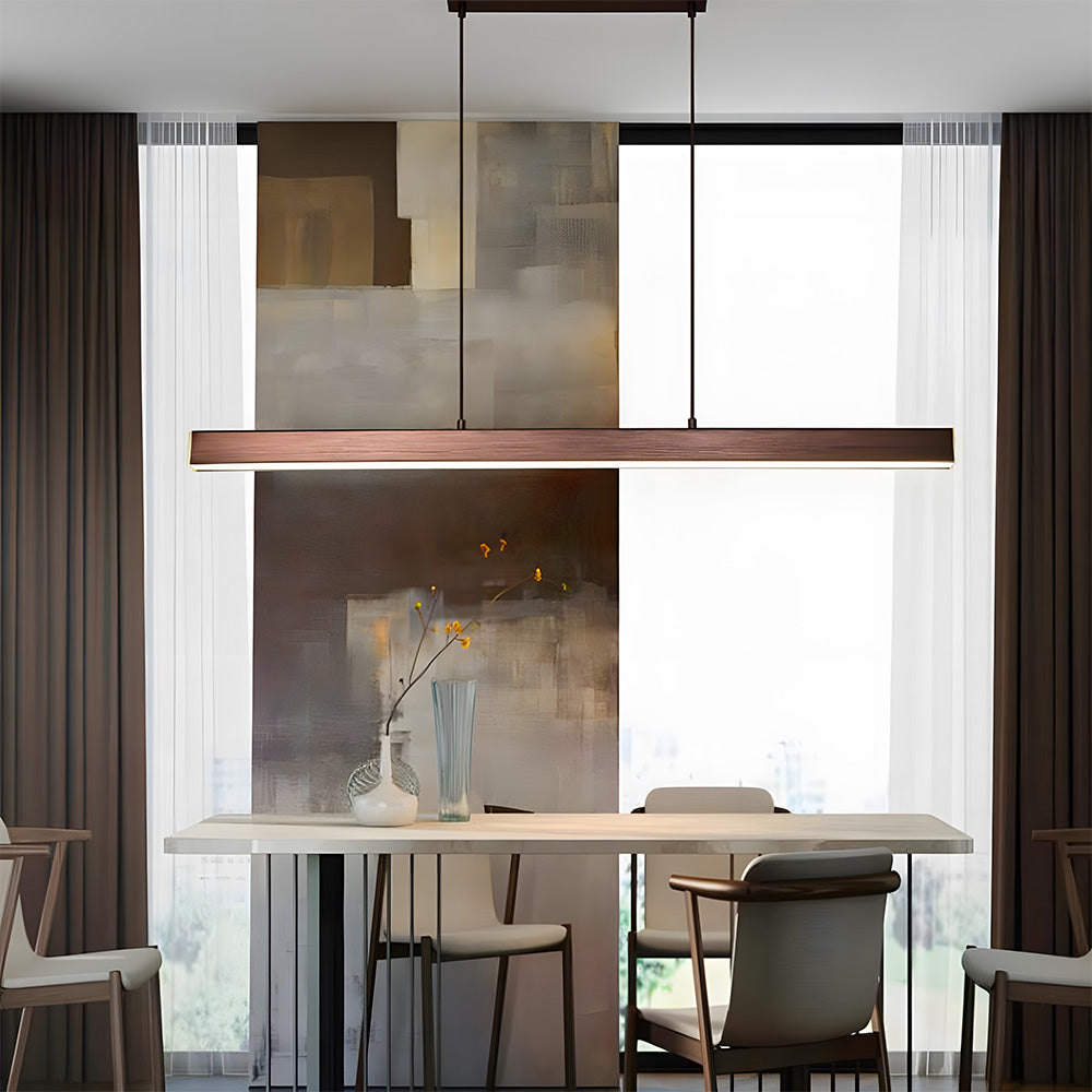 Linear Metal LED Fixture 47 in Black Kitchen Island Overhead Bar Lamp Slim Profile Adjustable Drop Modern Minimalist Style for Dining Room W