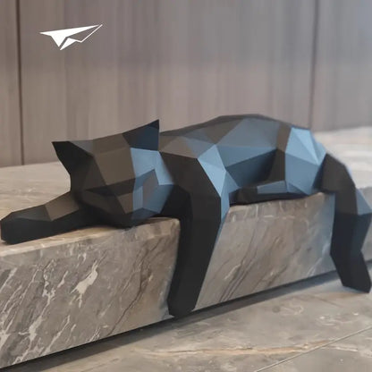Sleek Feline Sculpture Contemporary Cat Figurine Resin Statuette for Shelf Mantel Tabletop Display Home Decor Accent