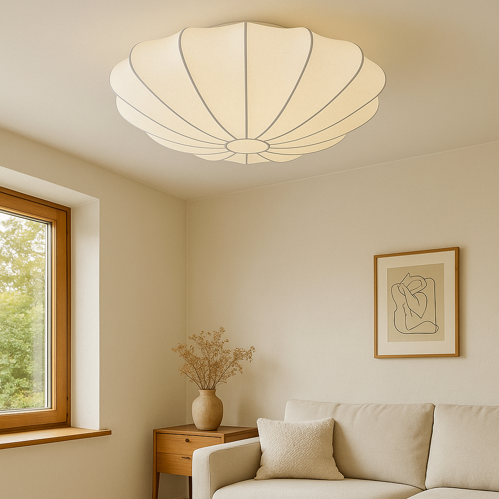 Suspension lumineuse avec abat-jour en fibre souple, diamètre 40-79 cm, éclairage d'ambiance 3000K pour chambres et salles à manger, plafonnier moderne