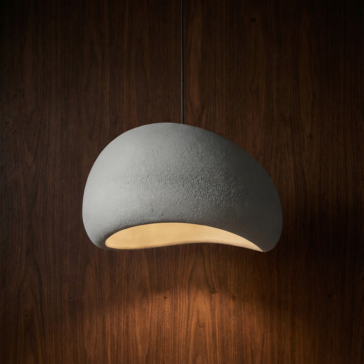 Stone-Look Dome Pendant Light Fixture in White & Gray – Organic Textured Ceiling Light for Kitchen Island Dining Room Bedroom – Modern Scand