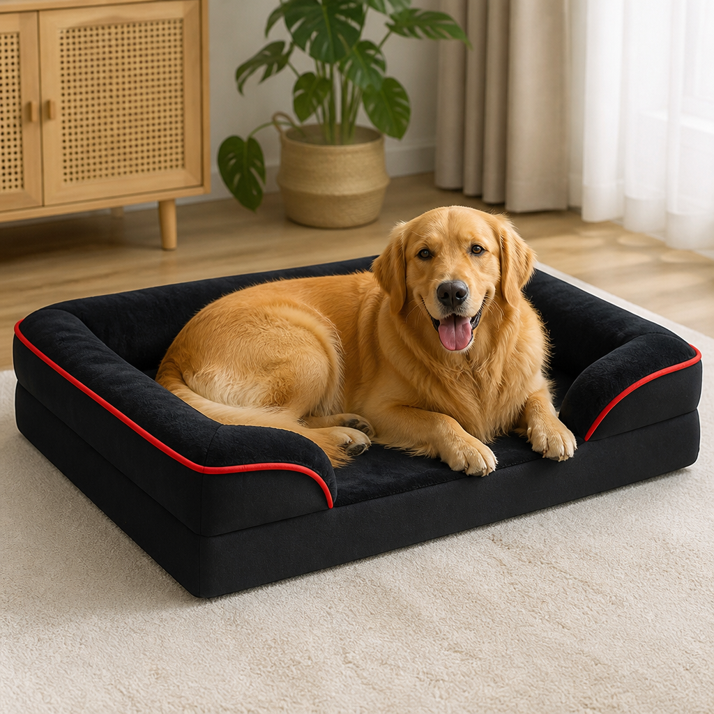 Panier pour chien en mousse alvéolée orthopédique antidérapant Ortekor (housse amovible et lavable)