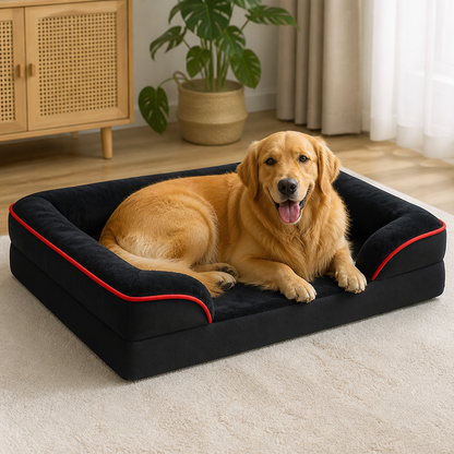 Panier pour chien en mousse alvéolée orthopédique antidérapant Ortekor (housse amovible et lavable)