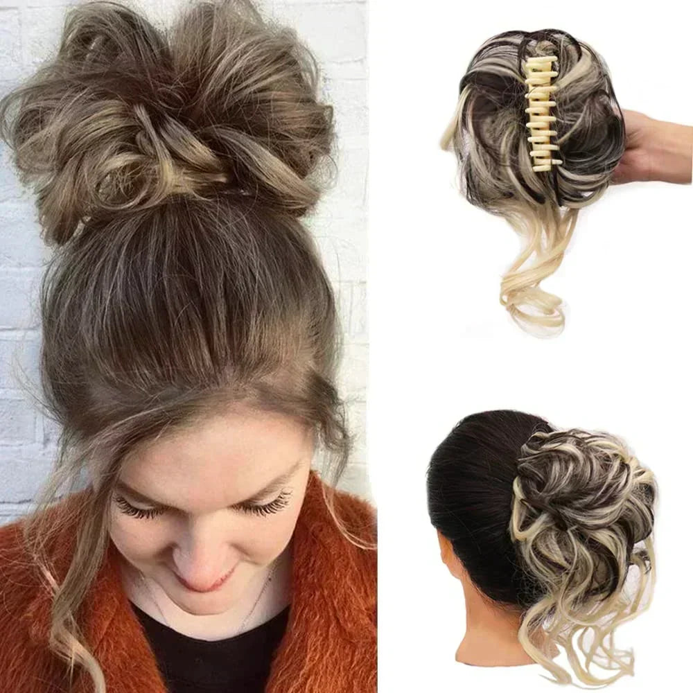 Curly Hair Bun Extension for Natural Volume - Clip-In Style