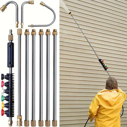 Telescoping Pressure Washer Extension Wand with Professional Spray Nozzles for High-Reach Cleaning — Adjustable Length Pole Kit for Roofs, G