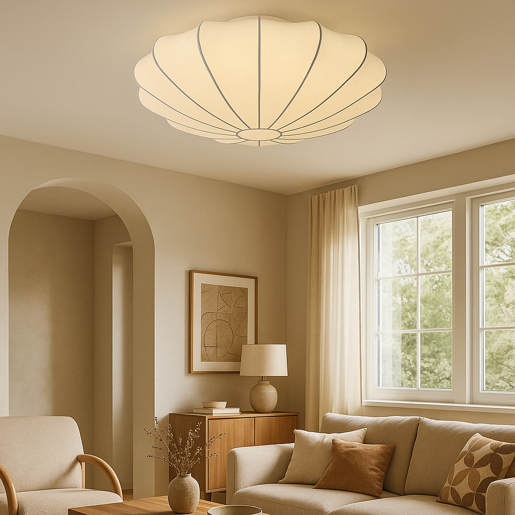 Suspension lumineuse avec abat-jour en fibre souple, diamètre 40-79 cm, éclairage d'ambiance 3000K pour chambres et salles à manger, plafonnier moderne