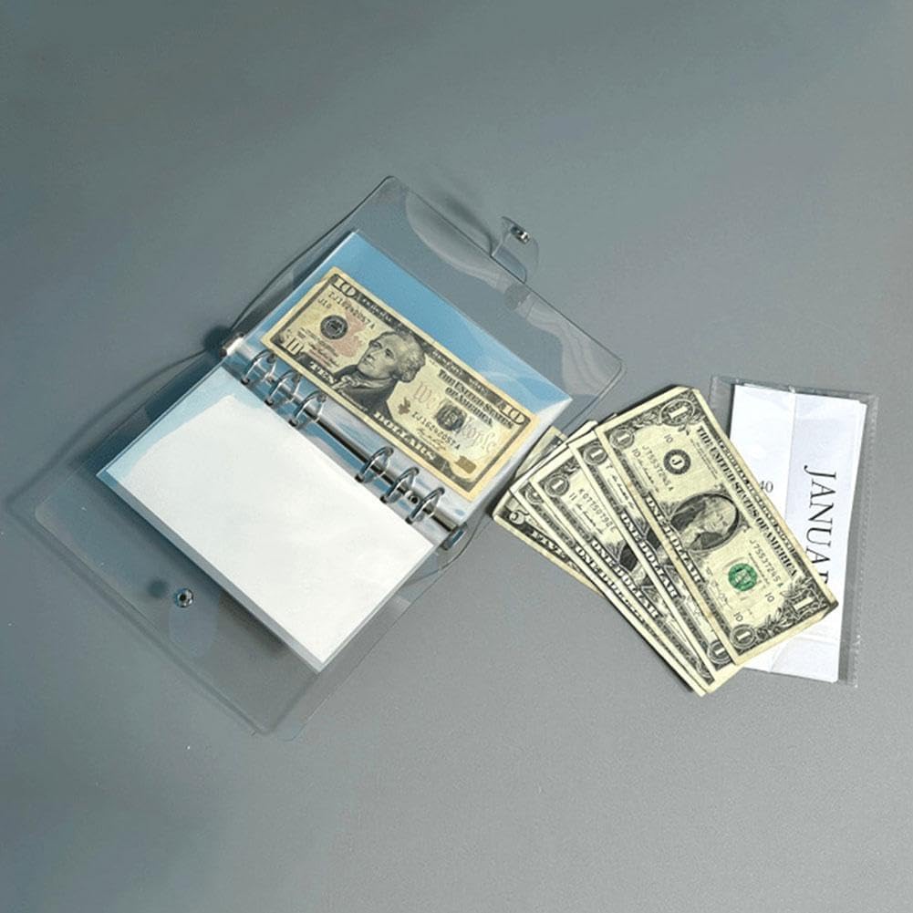Year-Long Cash Envelope Budget Organizer Binder with Pockets for Monthly Savings Goals Personal Finance Tracker Ring Binder Waterproof