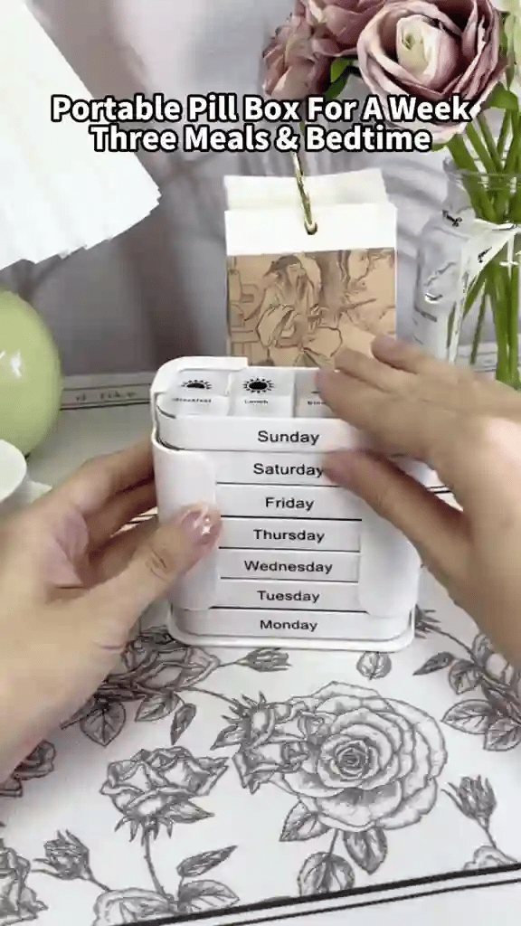 Pill Organizer 7-Day Labeled Color-Coded Slim Travel